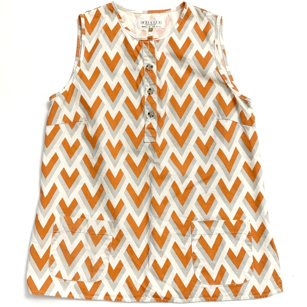 Utility Canvas Orange Patterened Oversized Tank